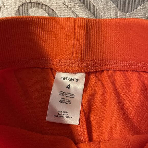 Carter's Boys Knit Shorts size 4 NEW Orange Pull On Waist - Picture 5 of 5